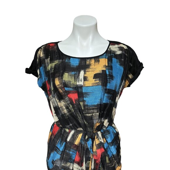 Cynthia Steffe Multicolor Tie-Front Mini Dress Size 2 Linen Blend - Picture 5 of 13